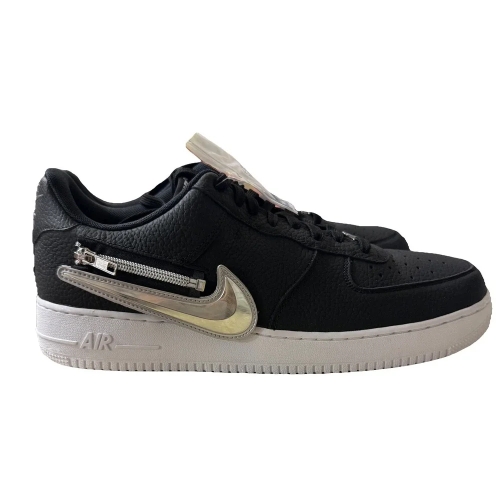 Nike Air Force 1 '07 Premium Zip Swoosh Black Sliver | CW6558 001 Men Size 14